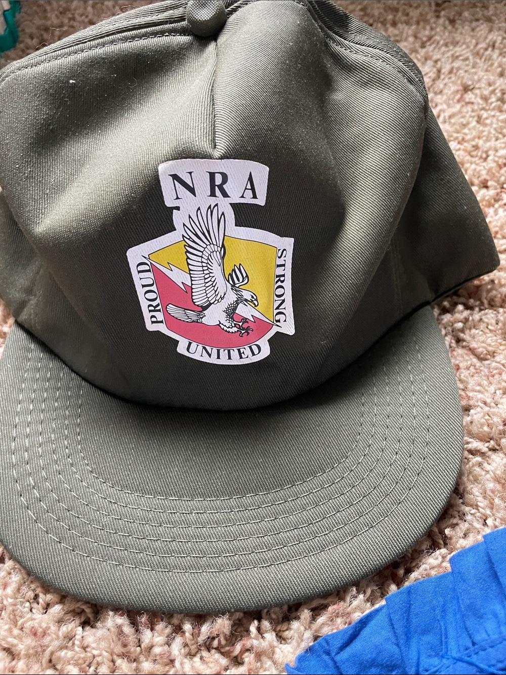 NRA Proud United Eagle Patch Olive Green Cap